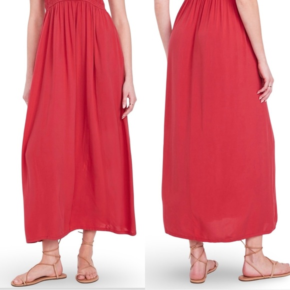 NWOT🌹GAP OLD NAVY L🌹BANDEAU MAXI DRESS IN POPPY RED ADJUSTABLE STRAPS POCKETS - Picture 3 of 16